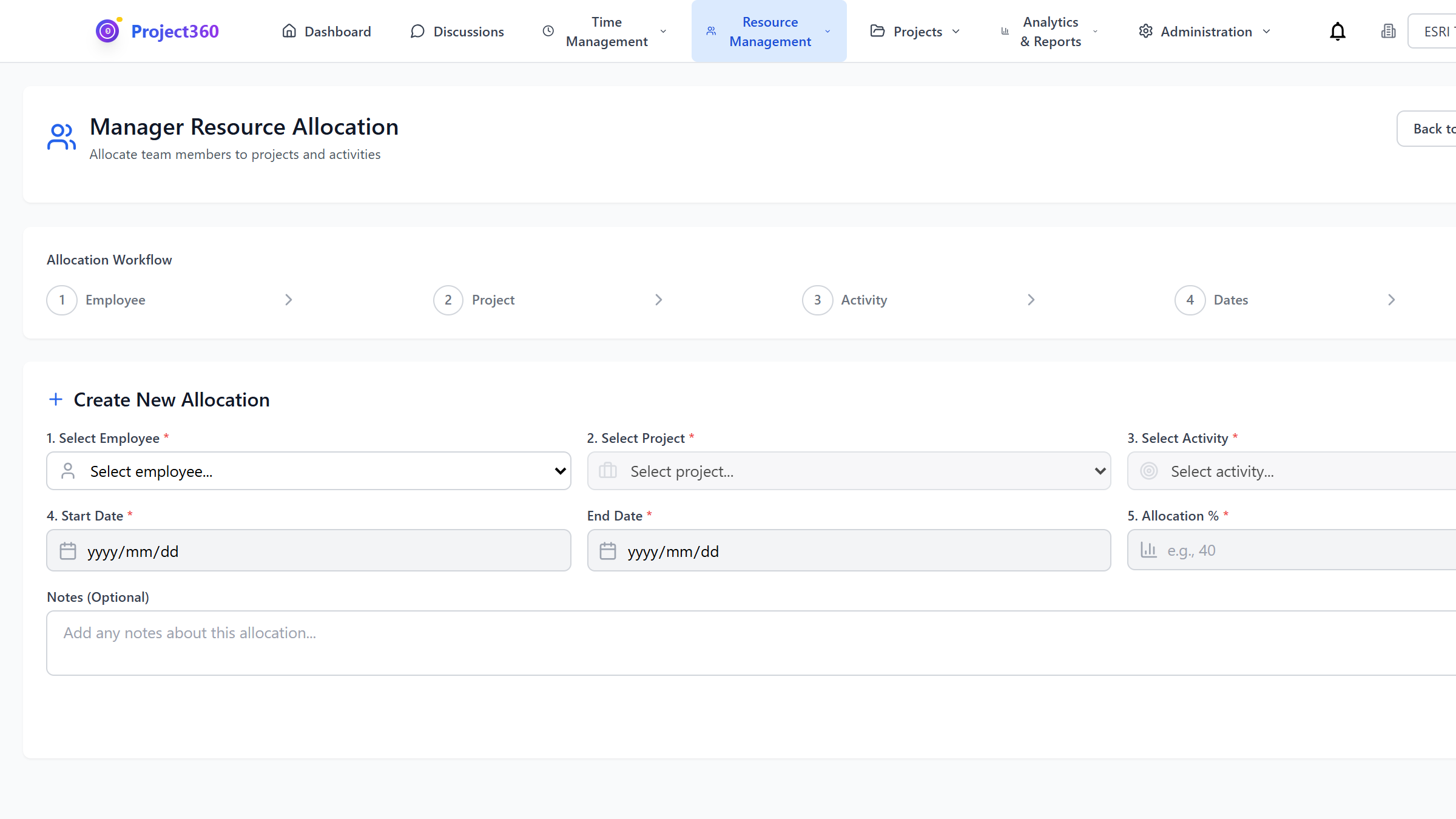 Resource Allocation & Capacity Planning screenshot